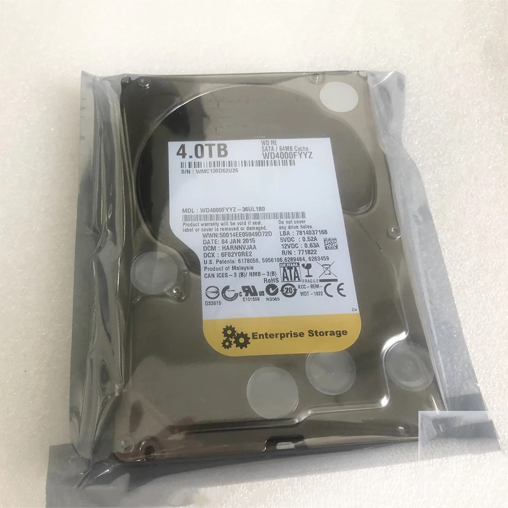 데스크톱 하드 엔터프라이즈 서버 모니터링 WD4000FYYZ 4T 3.5 인치 7200 RPM