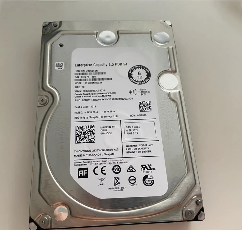 델 HDD ST6000NM0034 7.2K 0NWCCG NWCCG 6T SAS 3.5 서버 하드 6TB