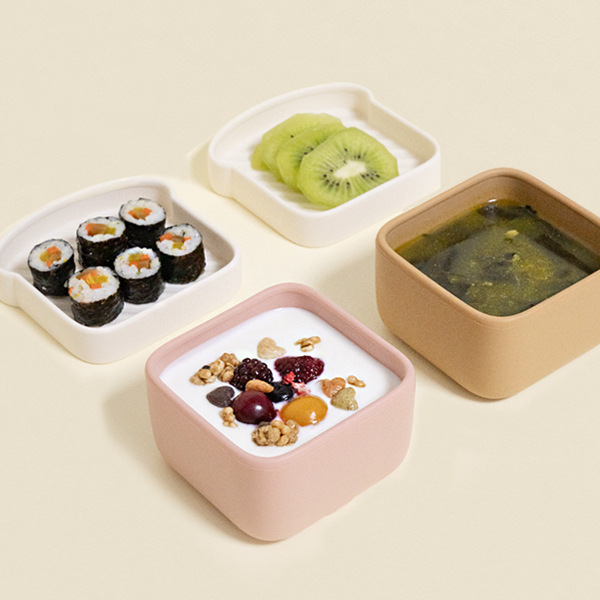 퍼기 식빵 실리콘 흡착볼 토핑 이유식 용기 유아 아기 그릇 토스트브라운 - 상세 이미지 2
