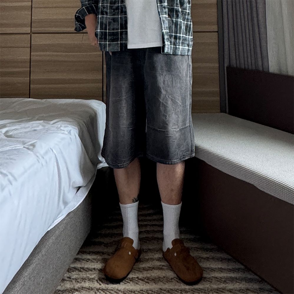 블랙진 데님버뮤다팬츠 남성여름청바지 - 메인 이미지