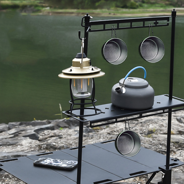 KOOLMAN 쿨맨 다용도 컵걸이 미니 쉘프 캠핑선반 거치형 L, 블랙