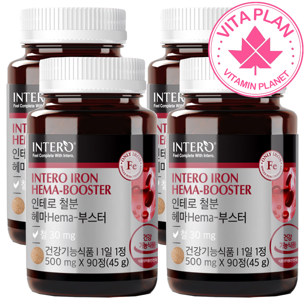 비햄철 미국산 30mg 비헴철 식물성 철분제 철분 플러스 프리미엄 영양제 무부형제 철분보충제품 90정, 4개