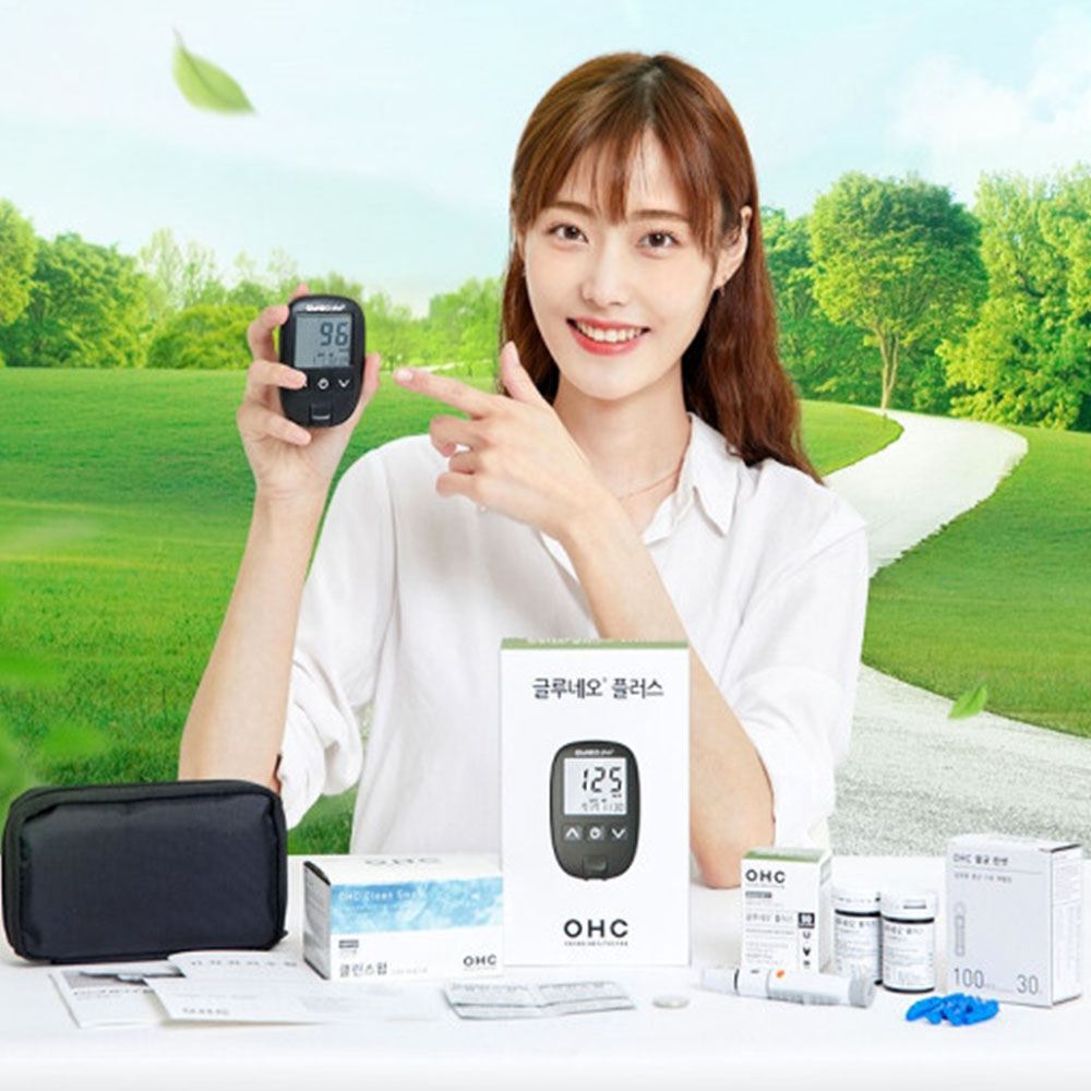 글루네오 플러스 혈당 측정기 당뇨 기계 검사기 혈당 체크기 100매 세트