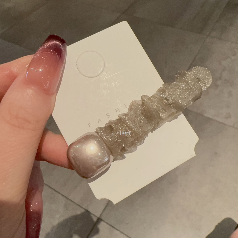 셔링 진주머리핀 오간자 헤어집게 우아한 옆머리삔 - 상세 이미지 5