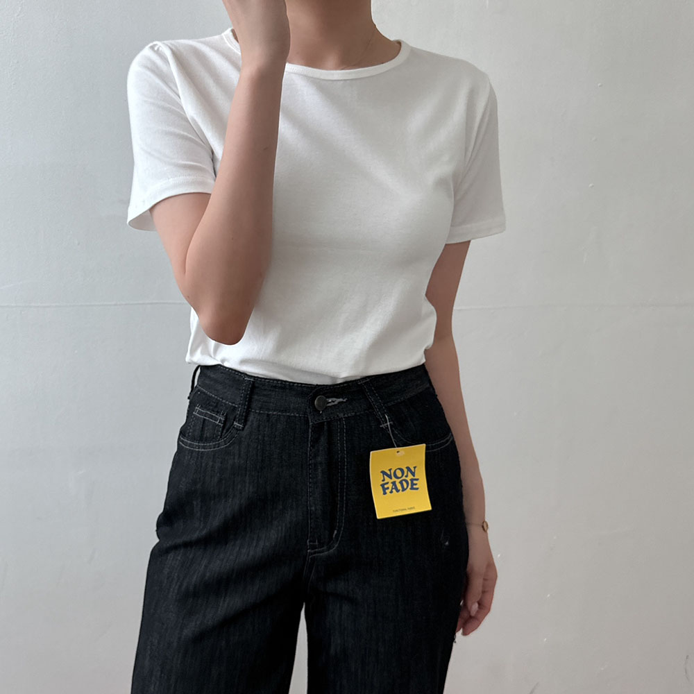 모달티셔츠 여성흰티 세미크롭티 이미지 6