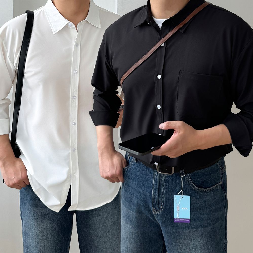 남자오버핏남방 빅사이즈셔츠 링클프리셔츠 - 상세 이미지 2