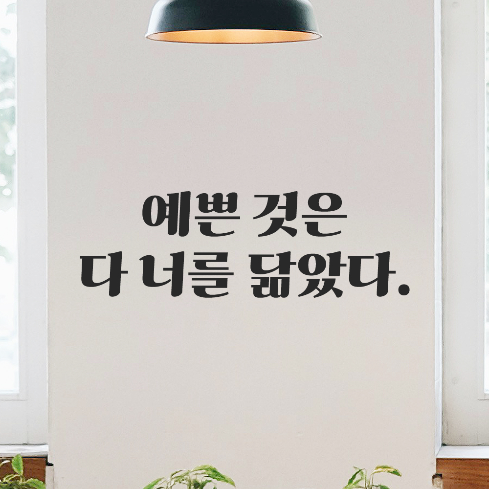 인테리어 포인트 그래픽 레트로 감성 레터링 스티커 예쁜 것은 다 너를 닮았다 LG-061S 검정 이미지 7