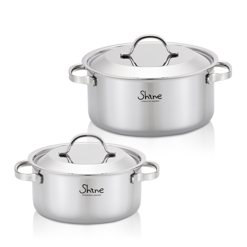 한일스텐레스 통3중 샤인 IH 스텐 냄비 2종 세트 F (20양수+24양수)