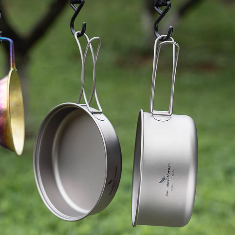 티타늄 코펠 캠핑 팬 백패킹 1인용 냄비 식기