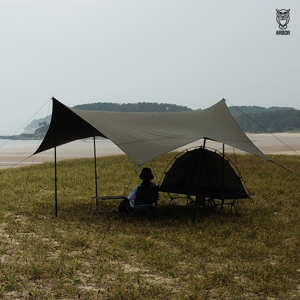ARBOR 아버아웃도어 와일드 헥사 타프 블랙코팅 캠핑 차박 그늘막