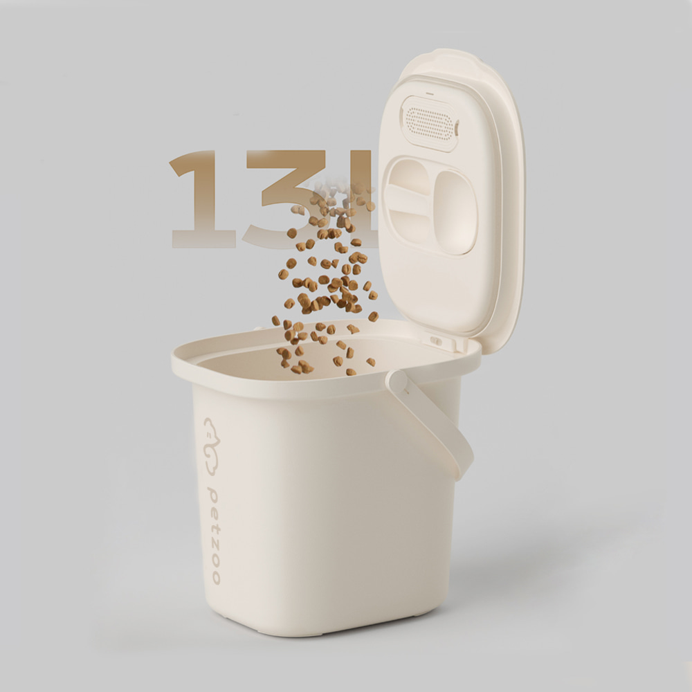 펫쭈 진공 사료통 13L 강아지 고양이 항균 사료보관통 충전식 대용량 이미지 3
