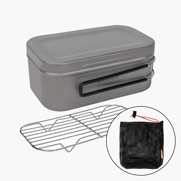 스노우라인 티타늄 손잡이 사각 반합 L 찜망 파우치 세트 백패킹 경량