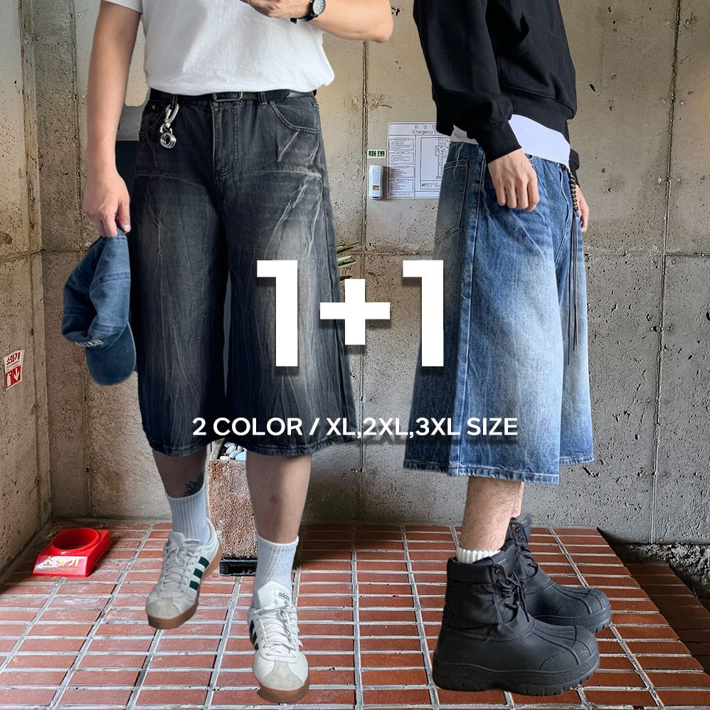 1+1 남자청반바지 블랙진 버뮤다데님 - 상세 이미지 3