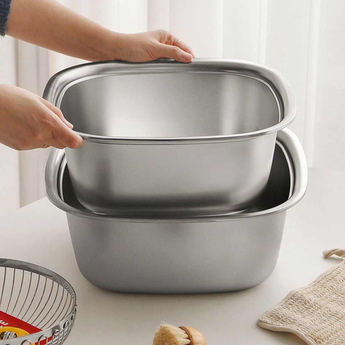 사각 올 스텐 설거지통 싱크대 수저불림통 설겆이통 7.4L - 상세 이미지 4