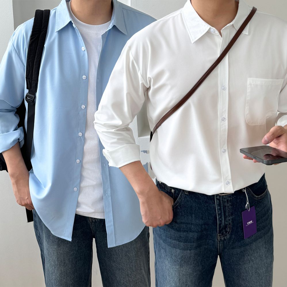남자오버핏남방 빅사이즈셔츠 링클프리셔츠 - 상세 이미지 4
