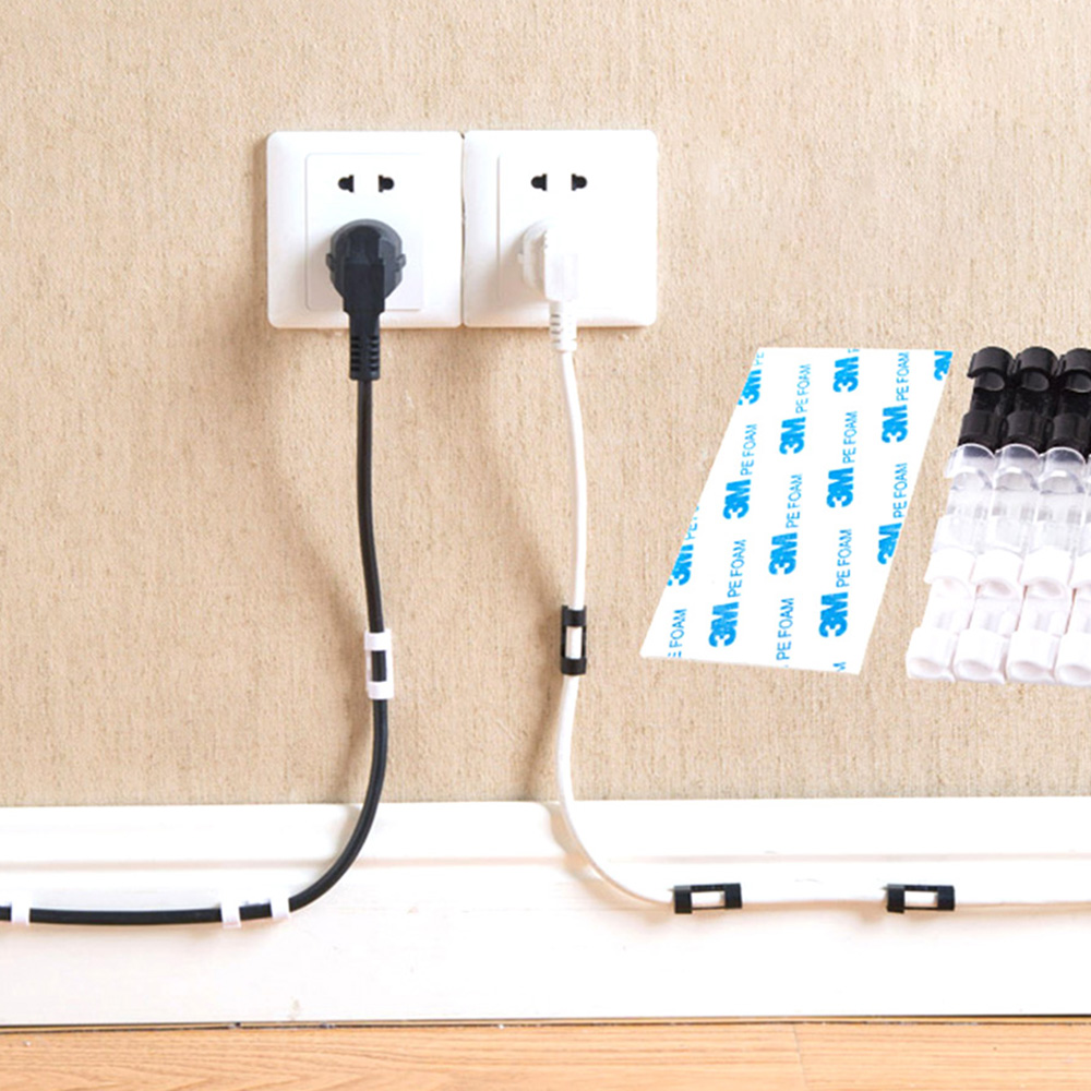 전선정리 클립 20개 랜선 멀티탭 배선 케이블 전기선 고정 홀더 컴퓨터 선정리 용품 소형