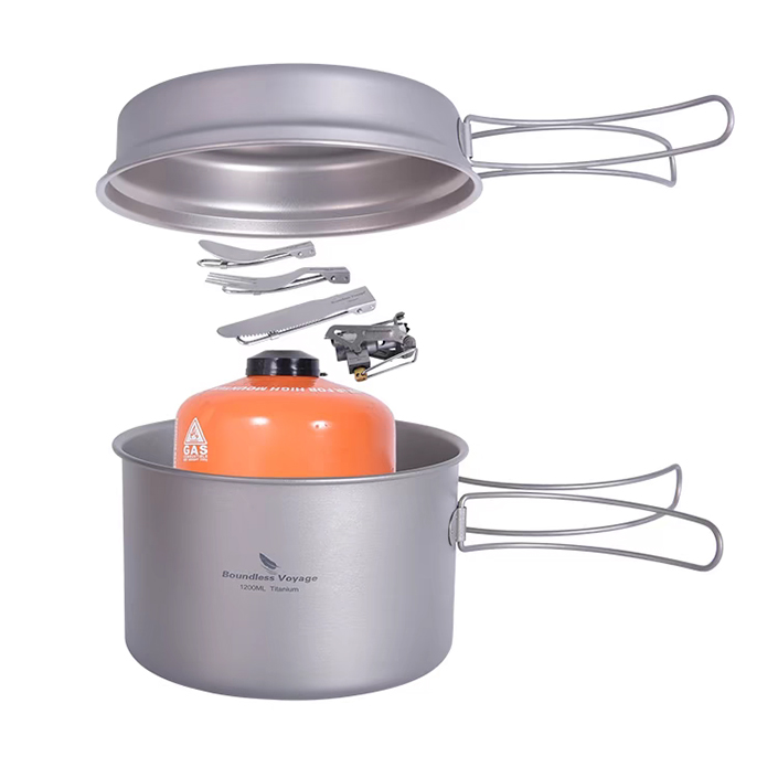 티타늄 코펠 캠핑 팬 백패킹 1인용 냄비 식기