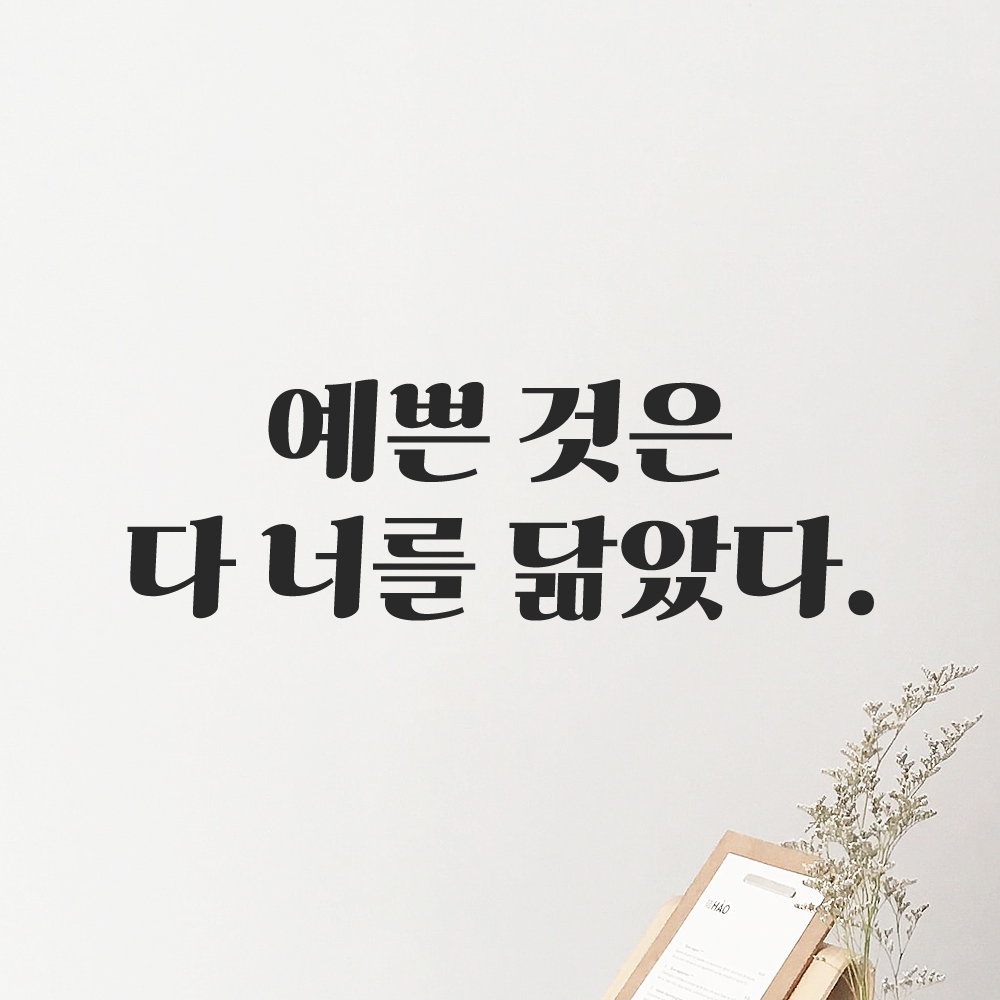 인테리어 포인트 그래픽 레트로 감성 레터링 스티커 예쁜 것은 다 너를 닮았다 LG-061S 검정 - 상품 이미지