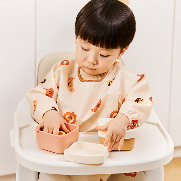 퍼기 식빵 실리콘 흡착볼 토핑 이유식 용기 유아 아기 그릇 토스트브라운 - 상세 이미지 3