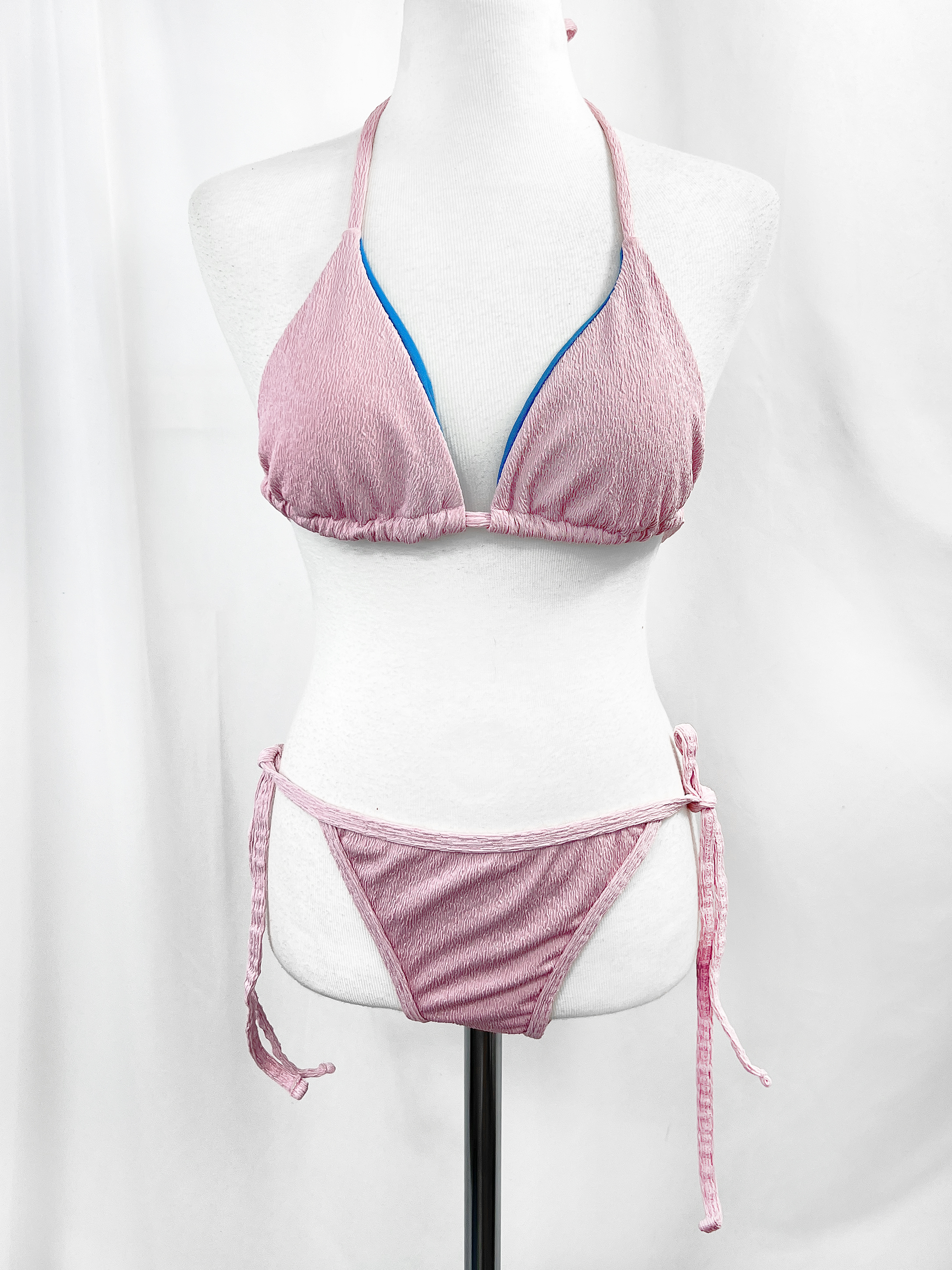 포 레이어드 삼각 비키니 태닝 투피스 세트 커버업 비치룩 수영복 2color - 상세 이미지 2