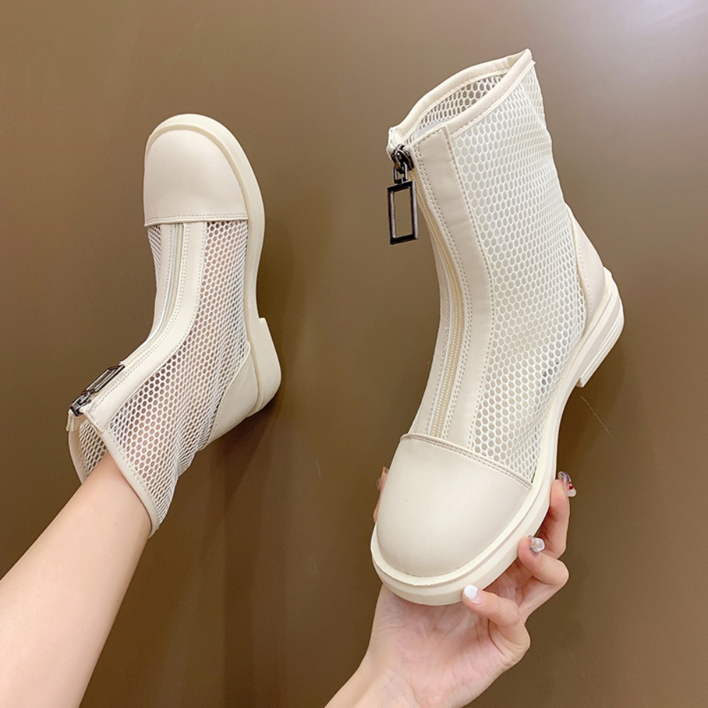 망사 메쉬 부츠 워커 앵클 펀칭 통기성 슬림핏 키높이 여름 페스티벌 패션 코디 블랙 4CM - 상세 이미지 2