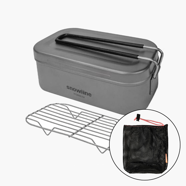 스노우라인 티타늄 손잡이 사각 반합 M 찜망 파우치 세트 백패킹 경량