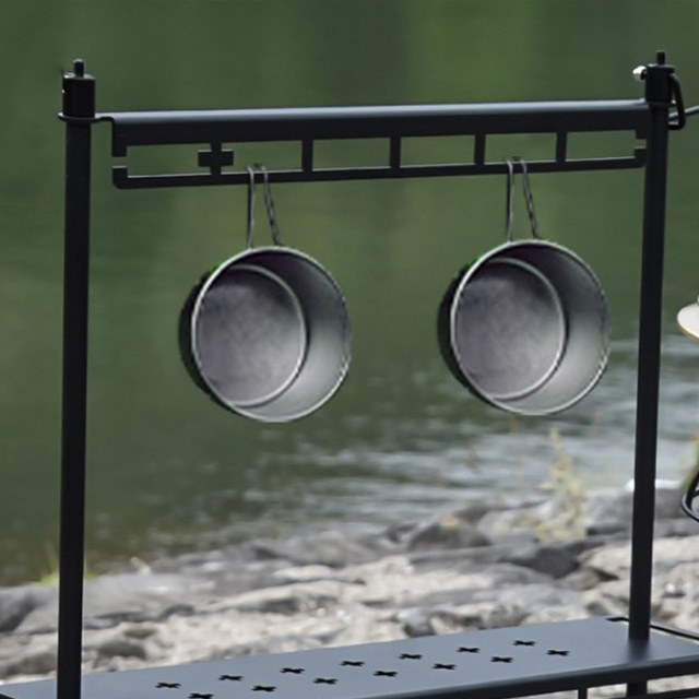 KOOLMAN 쿨맨 다용도 컵걸이 미니 쉘프 캠핑선반 거치형 L, 블랙