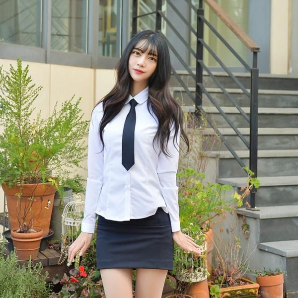 [지앤제이커머스] 교복몰 여성 둥근카라 교복 셔츠 (둥근카라 밝은블루) : 핫트랙스