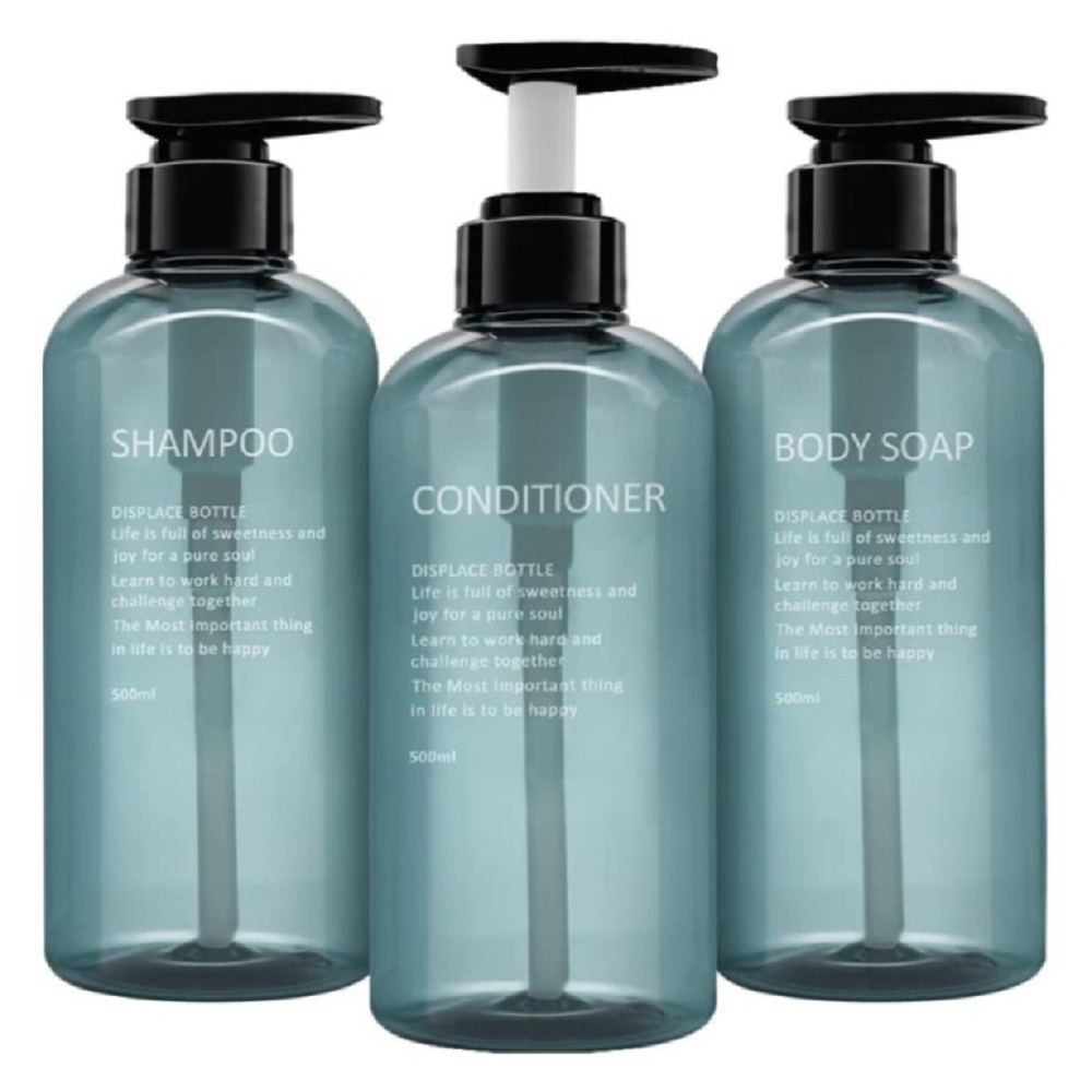 욕실 디스펜서 공병 3종 세트 샴푸 컨디셔너 바디클렌저 리필용기 500ml, 청록