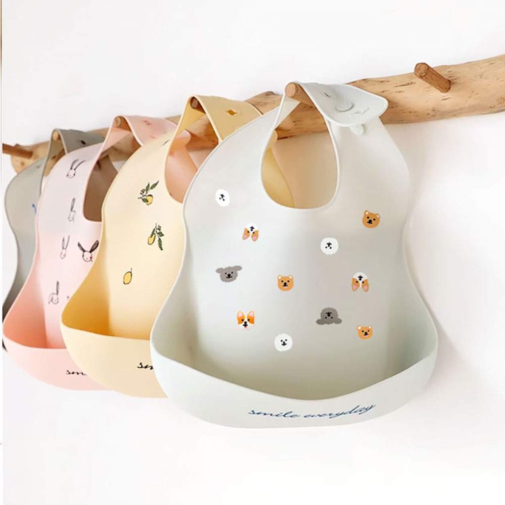 핫버튼 아기 실리콘 턱받이 어린이집 휴대용