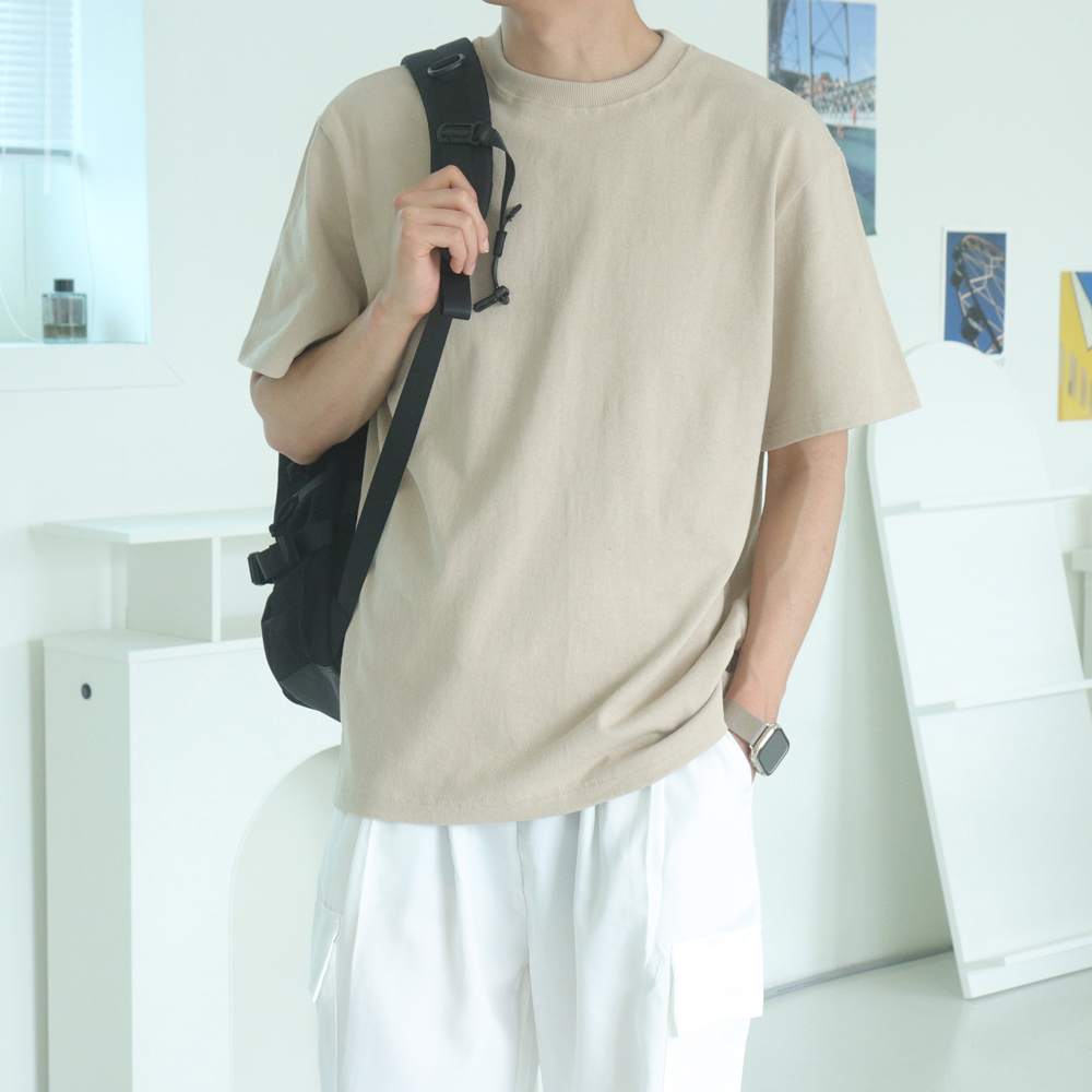 남자 반팔티 20수 오버핏 무지 이너 빅사이즈 커플 반팔 티셔츠