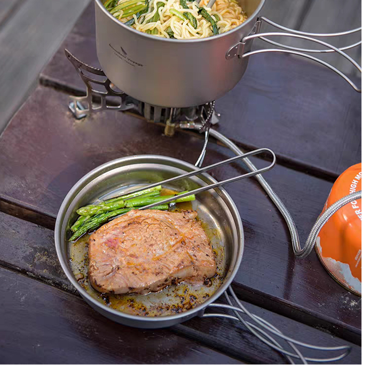 티타늄 코펠 캠핑 팬 백패킹 1인용 냄비 식기