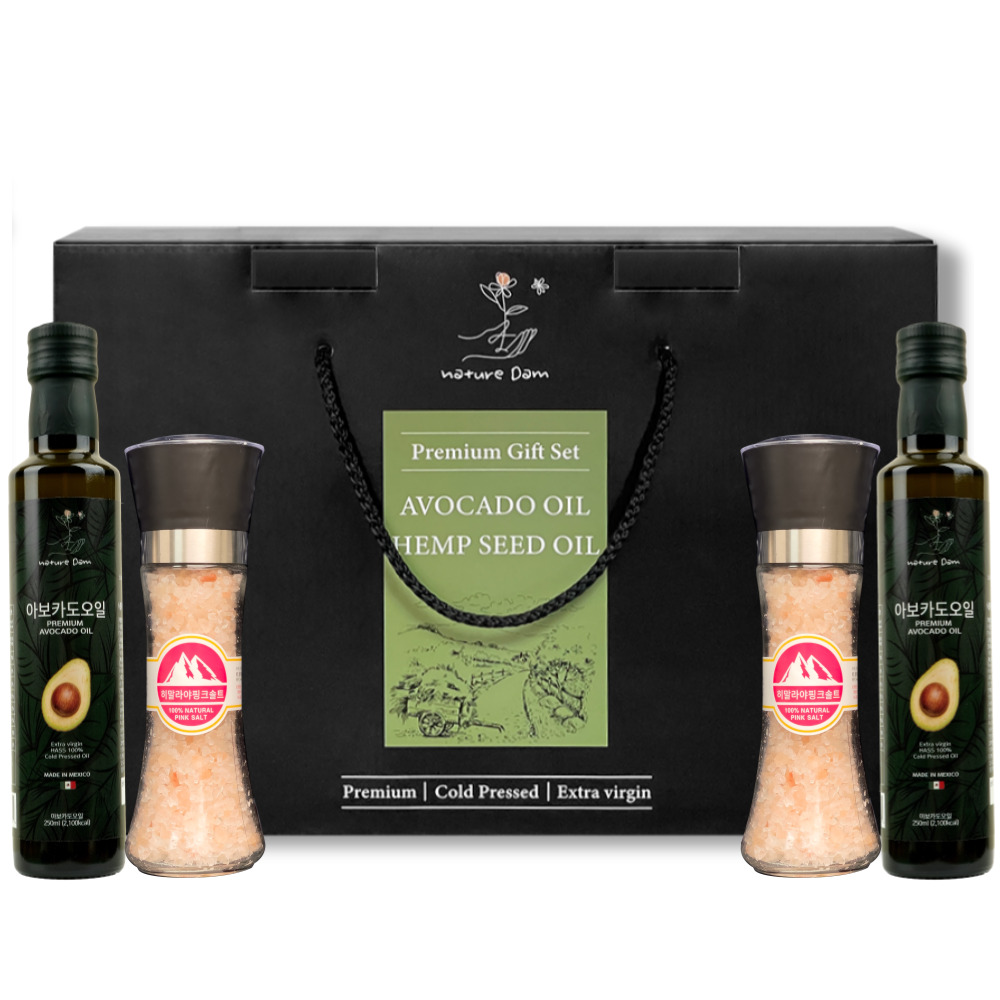 네이처담 아보카도오일 250ml 2병 히말라야 핑크솔트 200g 2병 선물세트 효능 먹는법 - 상품 이미지