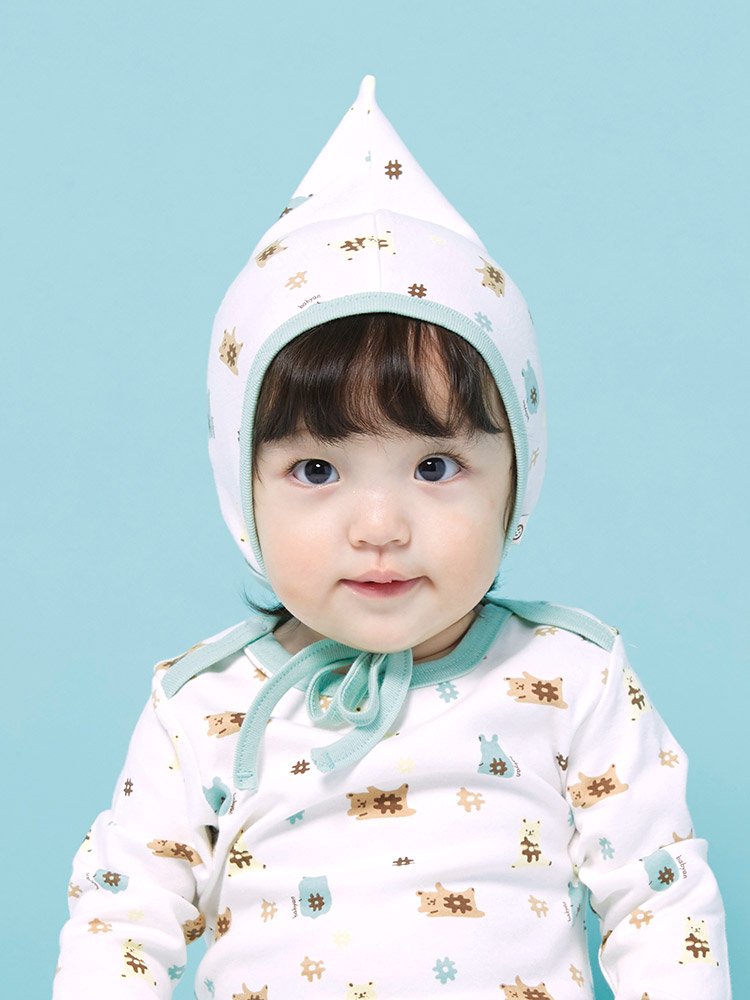 베이비앙 국내산 무형광 달콤프렌즈 라인 신생아 모자/아기 꼬깔모자 - 상세 이미지 3