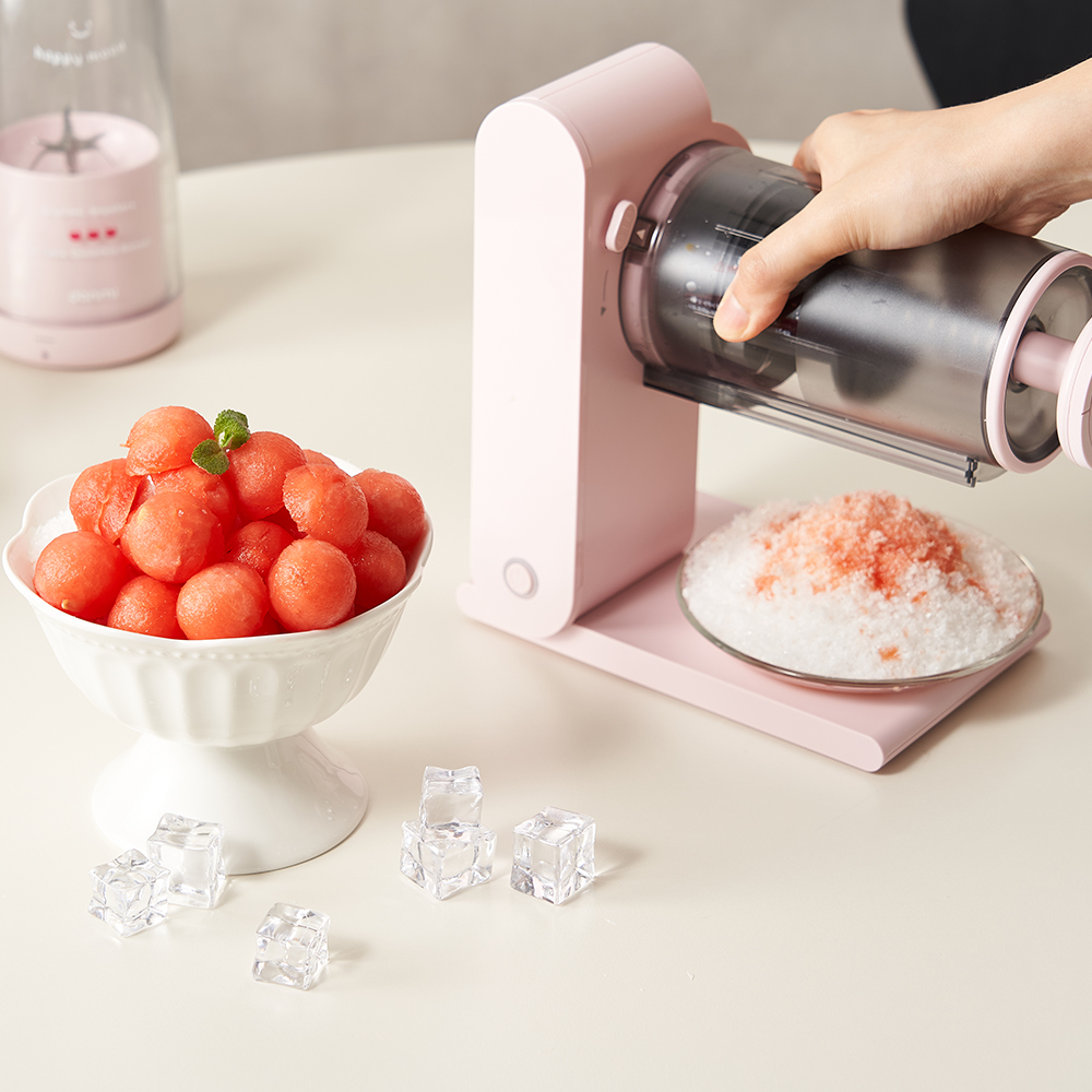 단미 무선 자동 눈꽃빙수기 팥빙수기계 우유빙수 슬러시 제빙기 빙삭기 화이트/핑크/옐로우