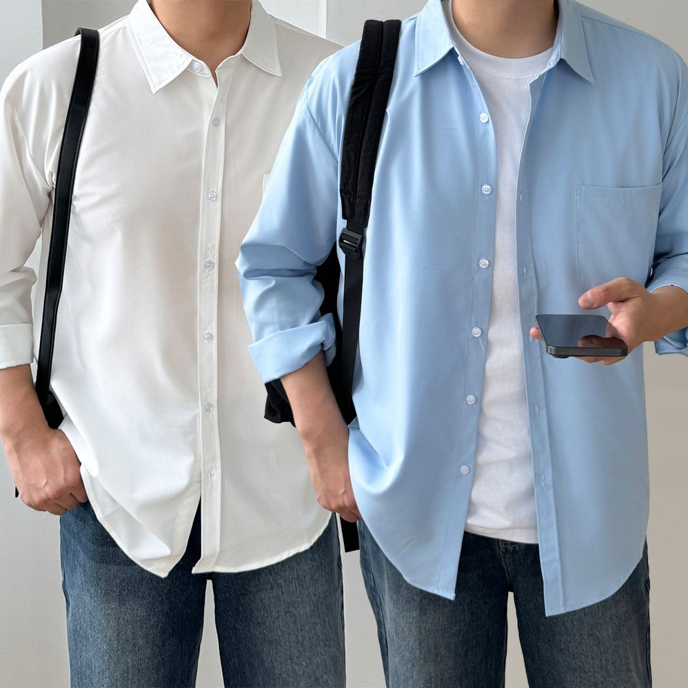 남자오버핏남방 빅사이즈셔츠 링클프리셔츠 - 상세 이미지 3