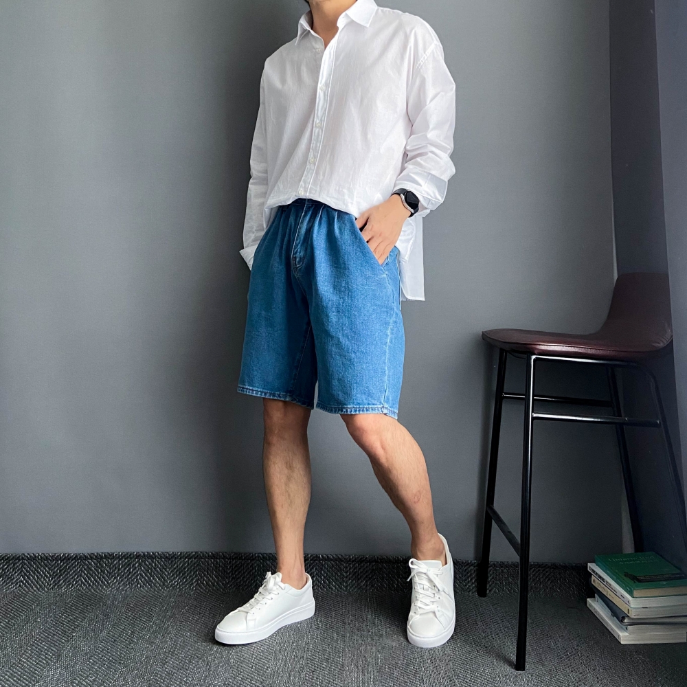 남자 청반바지 5부 여름 흑청 데님 - 상세 이미지 3