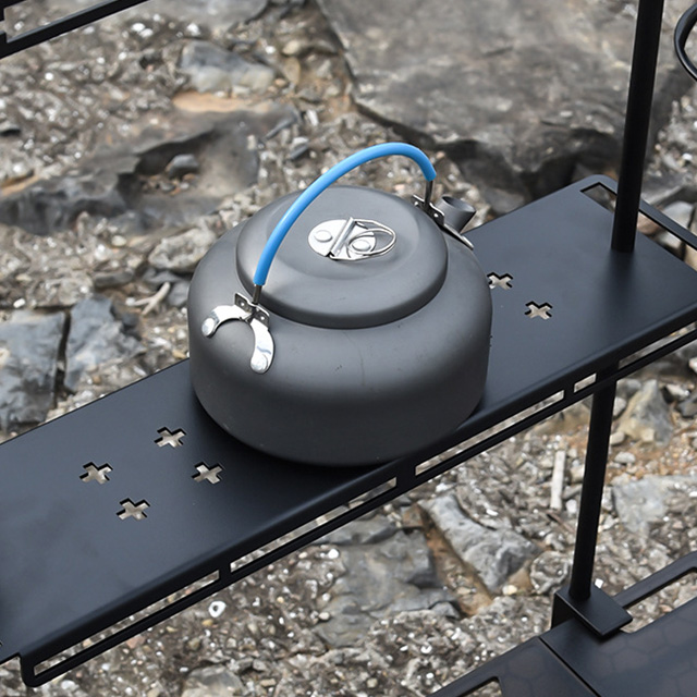 KOOLMAN 쿨맨 다용도 컵걸이 미니 쉘프 캠핑선반 거치형 L, 블랙