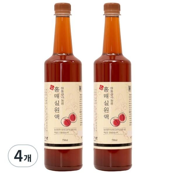 하동감사농원 홍매실원액 750ml 4개 : 양품마마