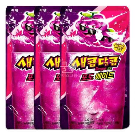 딸기에이드 쟈뎅 새콤달콤 포도 에이드 230ml 3개 포도에이드