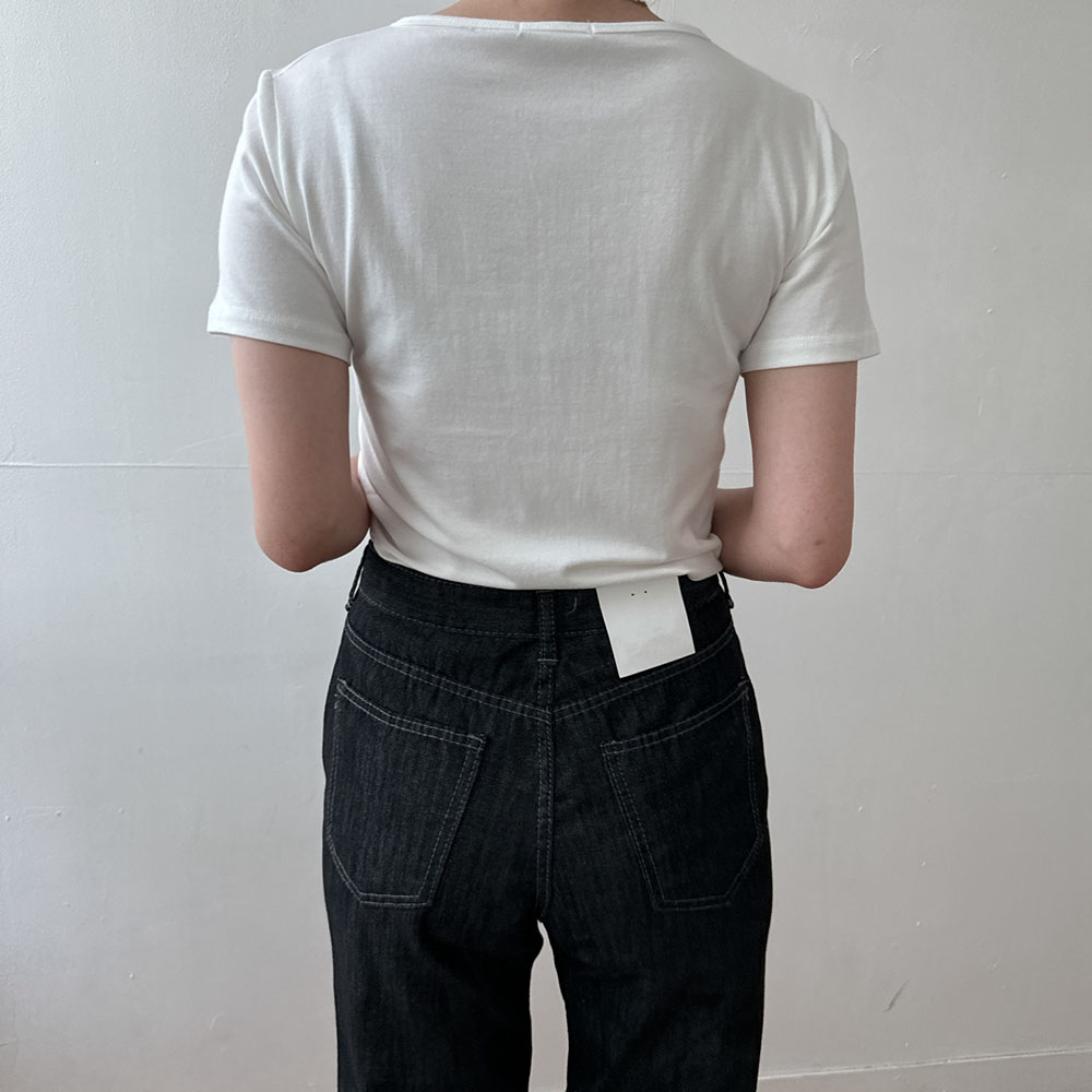 모달티셔츠 여성흰티 세미크롭티 이미지 7