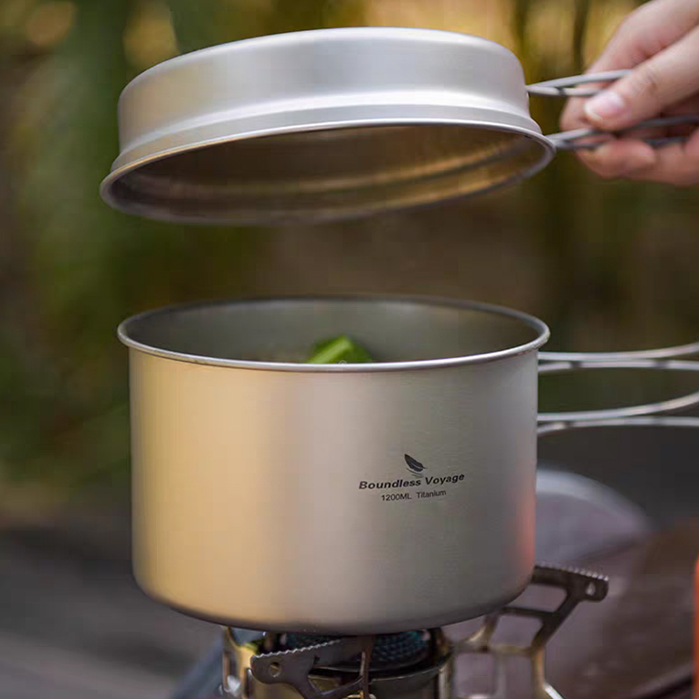 티타늄 코펠 캠핑 팬 백패킹 1인용 냄비 식기