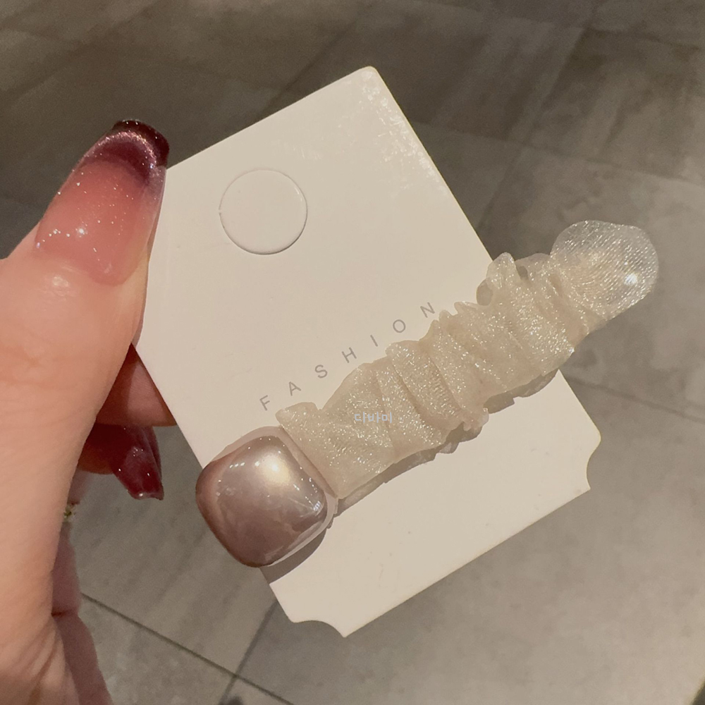셔링 진주머리핀 오간자 헤어집게 우아한 옆머리삔 - 상세 이미지 4