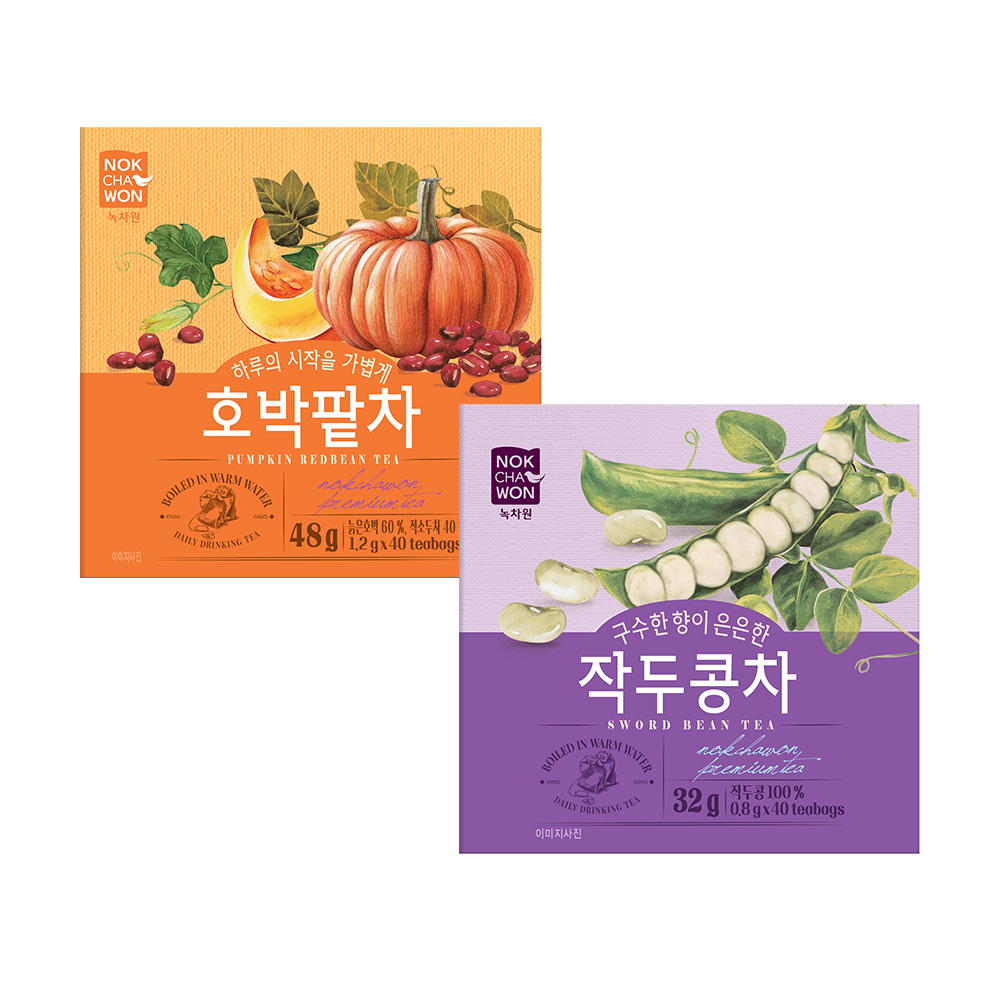 [녹차원] 작두콩차 40티백+호박팥차 40티백 (4면) - 상품 이미지