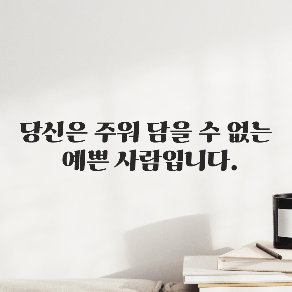 인테리어 포인트 그래픽 레트로 감성 레터링 스티커 주워 담을 수 없는 예쁜 사람입니다 LG-069S 검정 - 상품 이미지