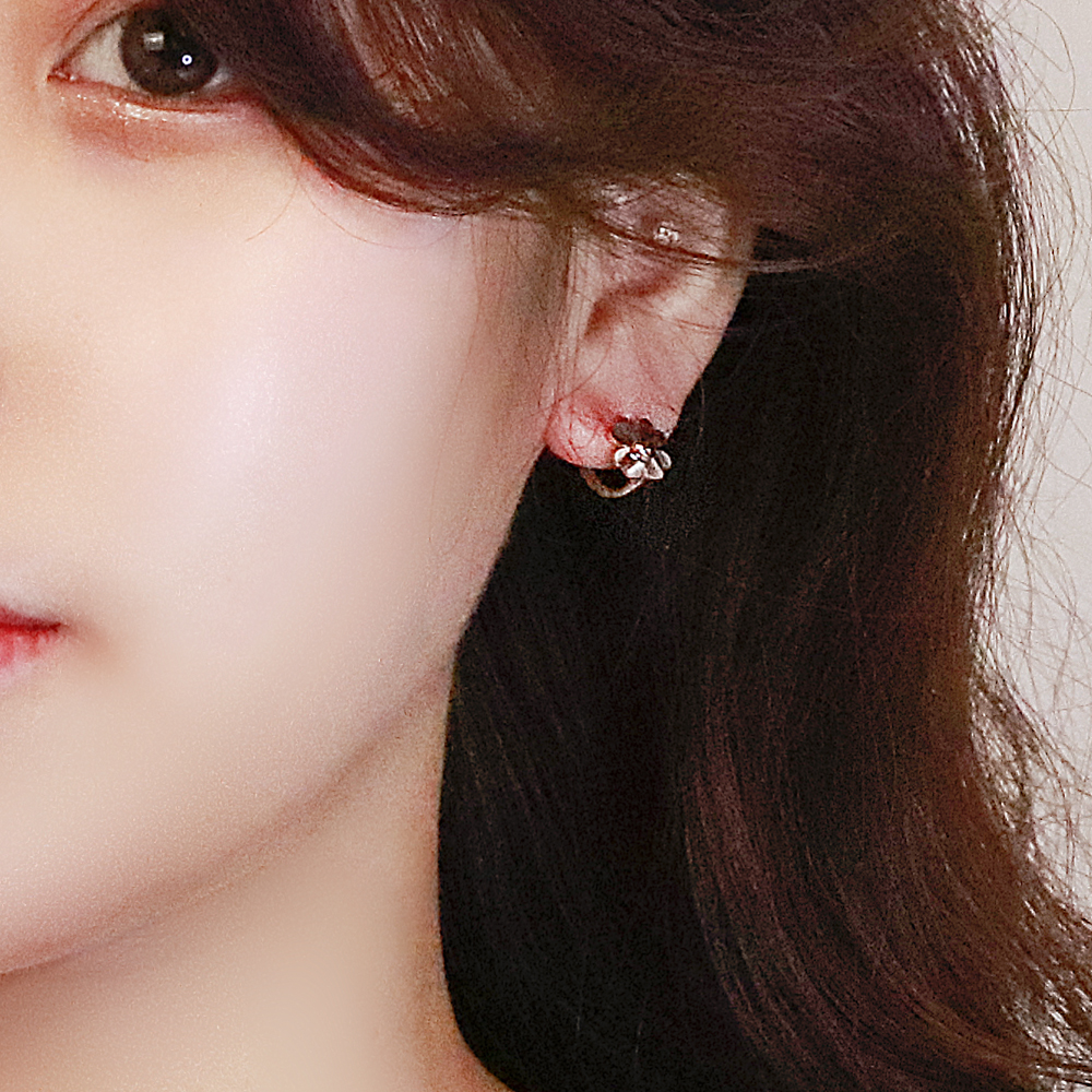 14k 볼륨 하트 클로버 커팅 원터치 링 귀걸이 18k 이미지 8
