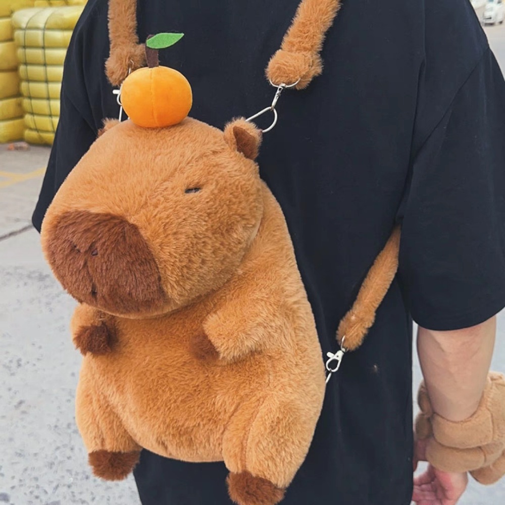 카피바라 가방 백팩 배낭 장식 귀여운 보조가방 인형 귀여운템 동물가방 선물 - 상품 이미지