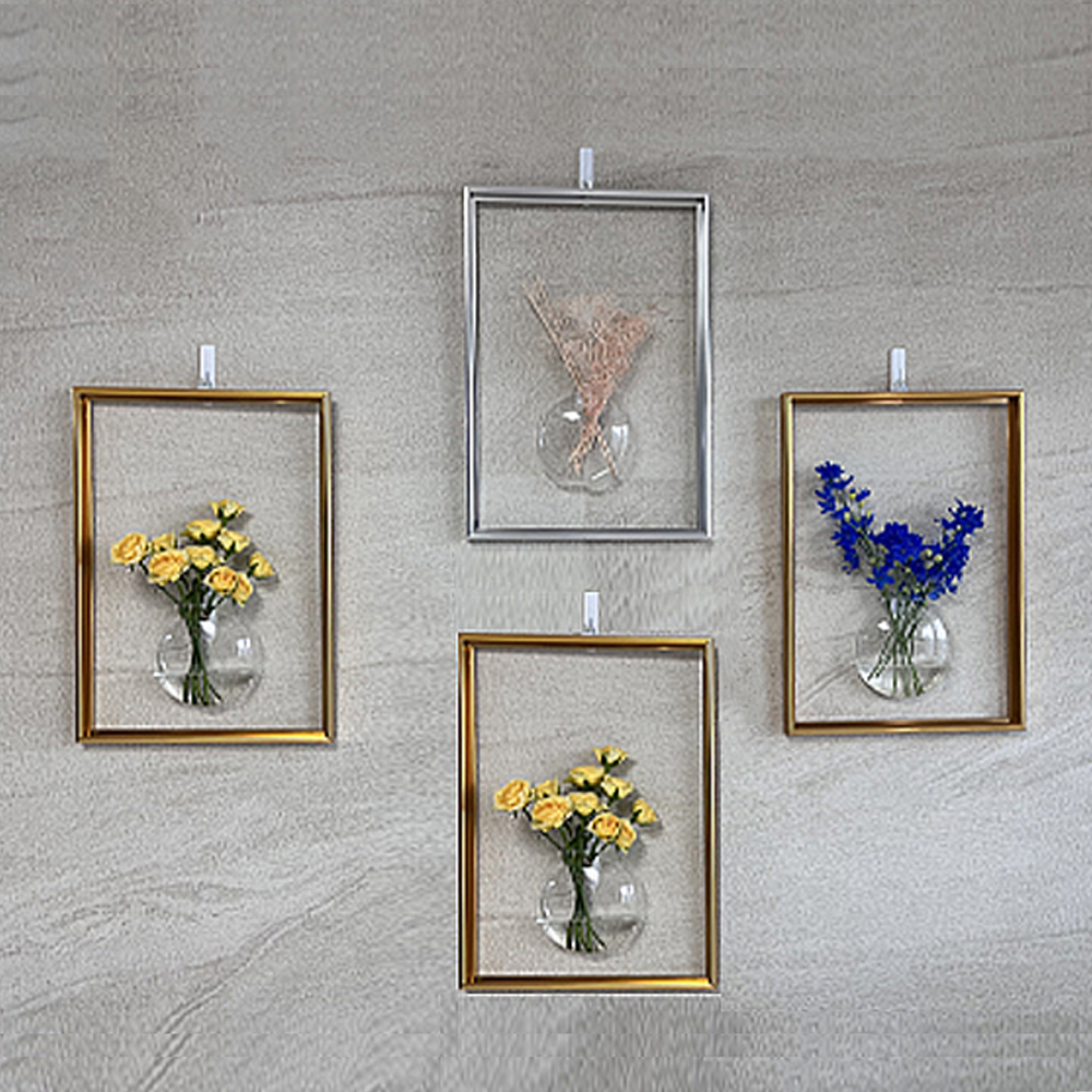 벽걸이 유리 화병 인테리어 소품 거실 벽걸이 철제 액자 벽장식 프레임 꽃병