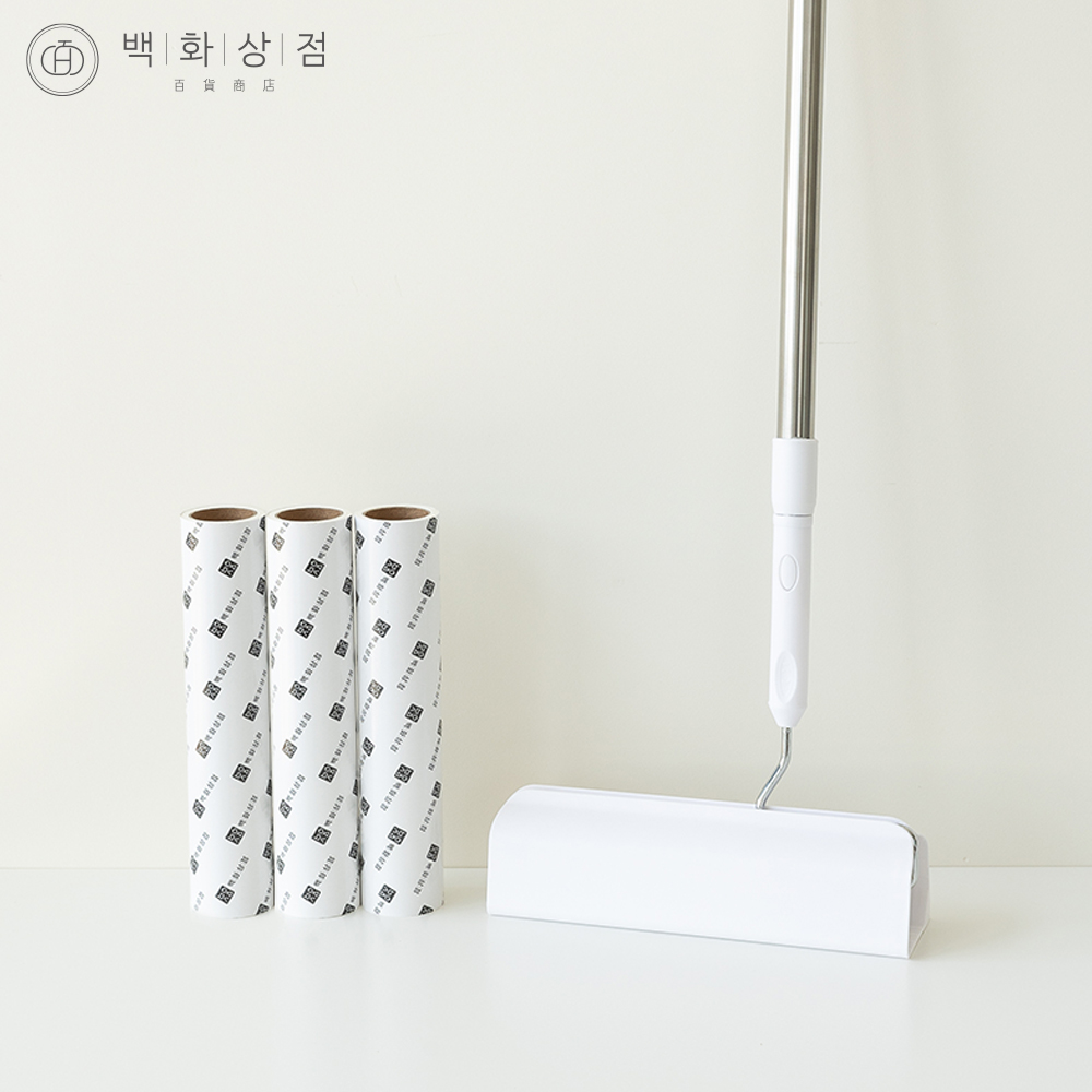 백화상점 와이드형 테이프 클리너 돌돌이 롱핸들+리필3개