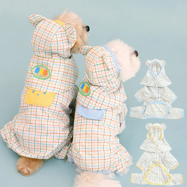 곰돌이 반려견우비 판초 올인원 강아지비옷 소형견 중형견 S